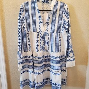 V-neck print mini dress